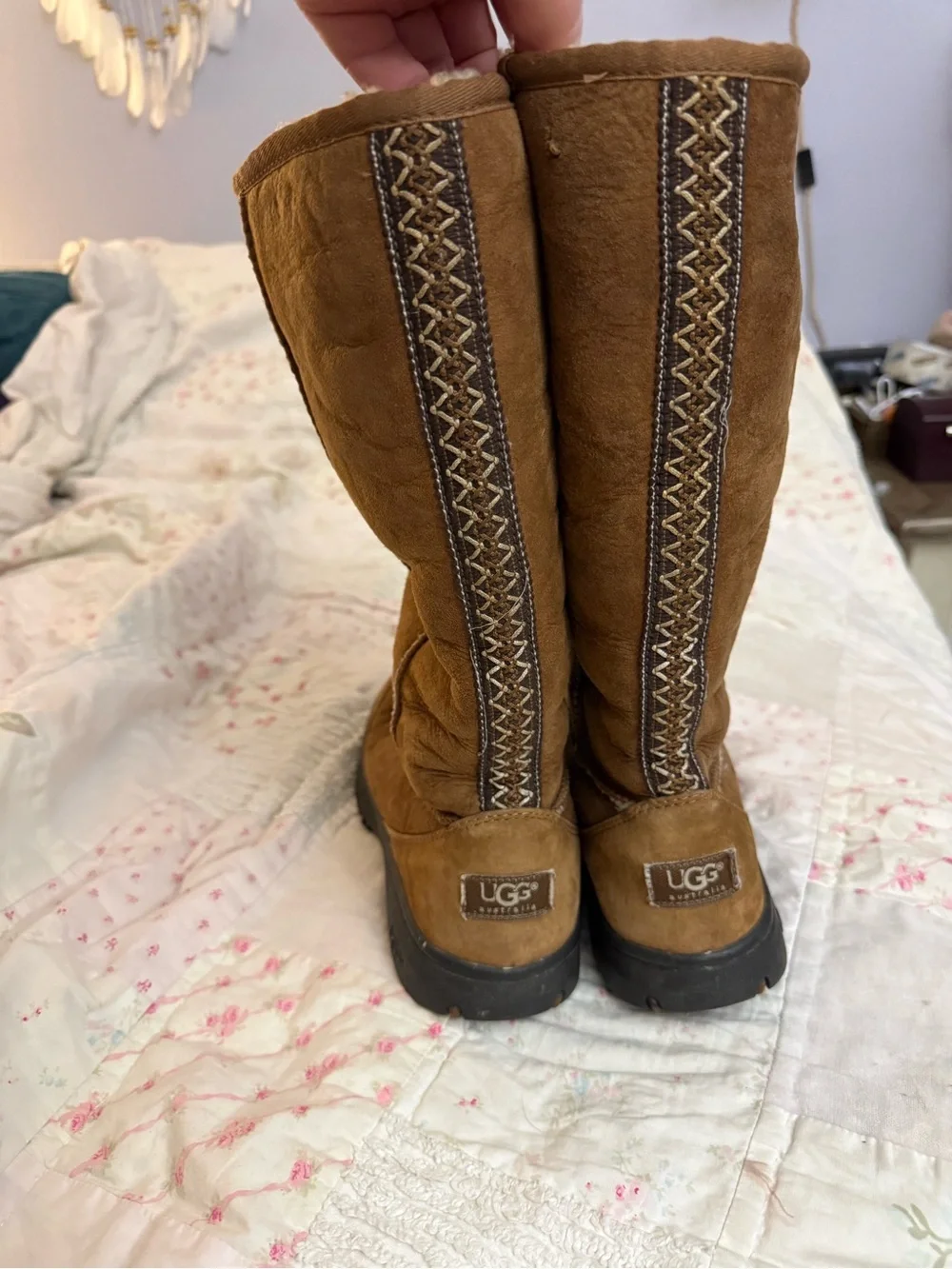 Authentic UGG Australia Ultimate Tall Braid Boots in Classic Chestnut